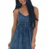 BiBi Dark Wash Sleeveless Cinched Waist Denim Dress Dresses