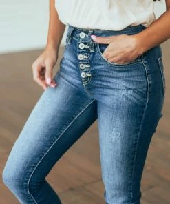 KanCan Bottoms Dark Wash High Rise Super Skinny Jeans With Distress Detail