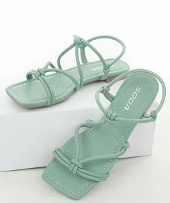 FORTUNE DYNAMIC Dark Sage Faux Leather Strappy Open Toe Sandal