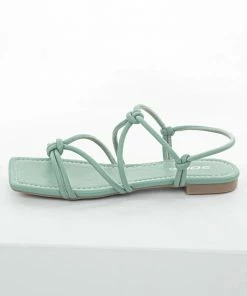 FORTUNE DYNAMIC Dark Sage Faux Leather Strappy Open Toe Sandal