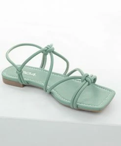 FORTUNE DYNAMIC Dark Sage Faux Leather Strappy Open Toe Sandal