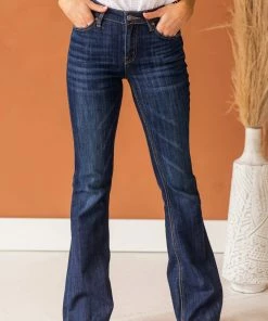 KanCan Dark Wash Mid Rise Flared Fit Denim Jeans Bottoms