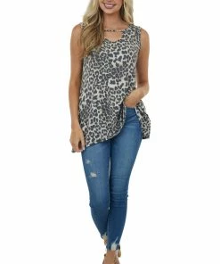 HEIMISH Desert Leopard Print Knit Sleeveless Top With Keyhole Detail 10 HEIMISH Desert Leopard Print Knit Sleeveless Top With Keyhole Detail