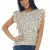 BiBi Tops Desert Sand Leopard Print Ruffle Trim Knit Top 1 BiBi Tops Desert Sand Leopard Print Ruffle Trim Knit Top