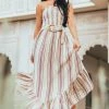 ANGIE Dresses Desert Sand Striped Strapless Midi Dress 2 ANGIE Dresses Desert Sand Striped Strapless Midi Dress