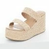 FORTUNE DYNAMIC Desert Sand Braided Straw Slip On Platform Wedges