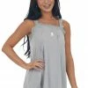 POL Clothing Dove Grey Square Neck Tank Top With Lace Trim Tops