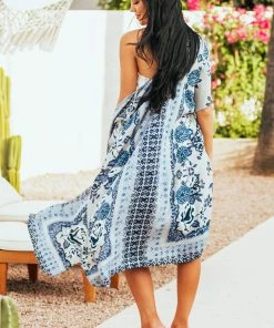 ANGIE Dove Grey Printed Open Front Woven Kimono