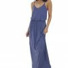 Lush Clothing Dresses Dusty Blue Blouson Stretchy Knit Sleeveless Maxi Dress