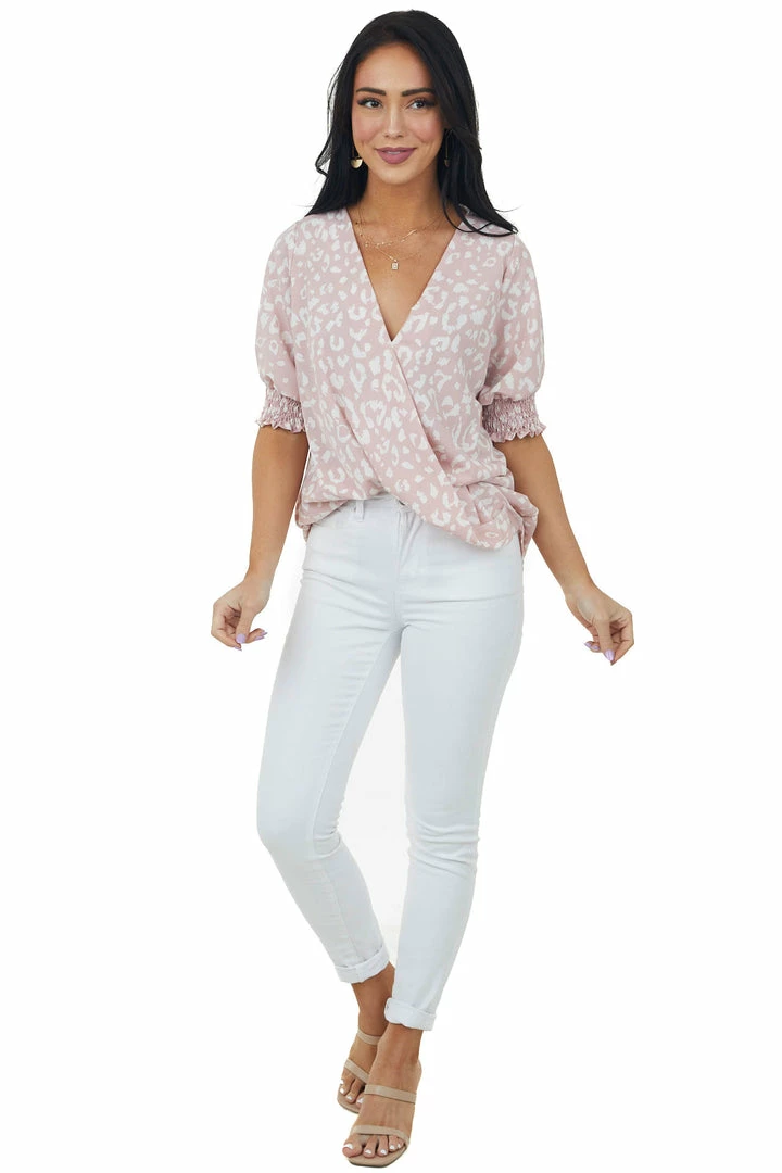 Vine & Love Tops Dusty Blush Leopard Print Puff Sleeve Blouse 7 Vine & Love Tops Dusty Blush Leopard Print Puff Sleeve Blouse