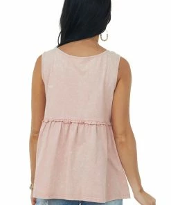 BiBi Dusty Blush Mineral Wash V Neck Knit Tank Top 12 BiBi Dusty Blush Mineral Wash V Neck Knit Tank Top