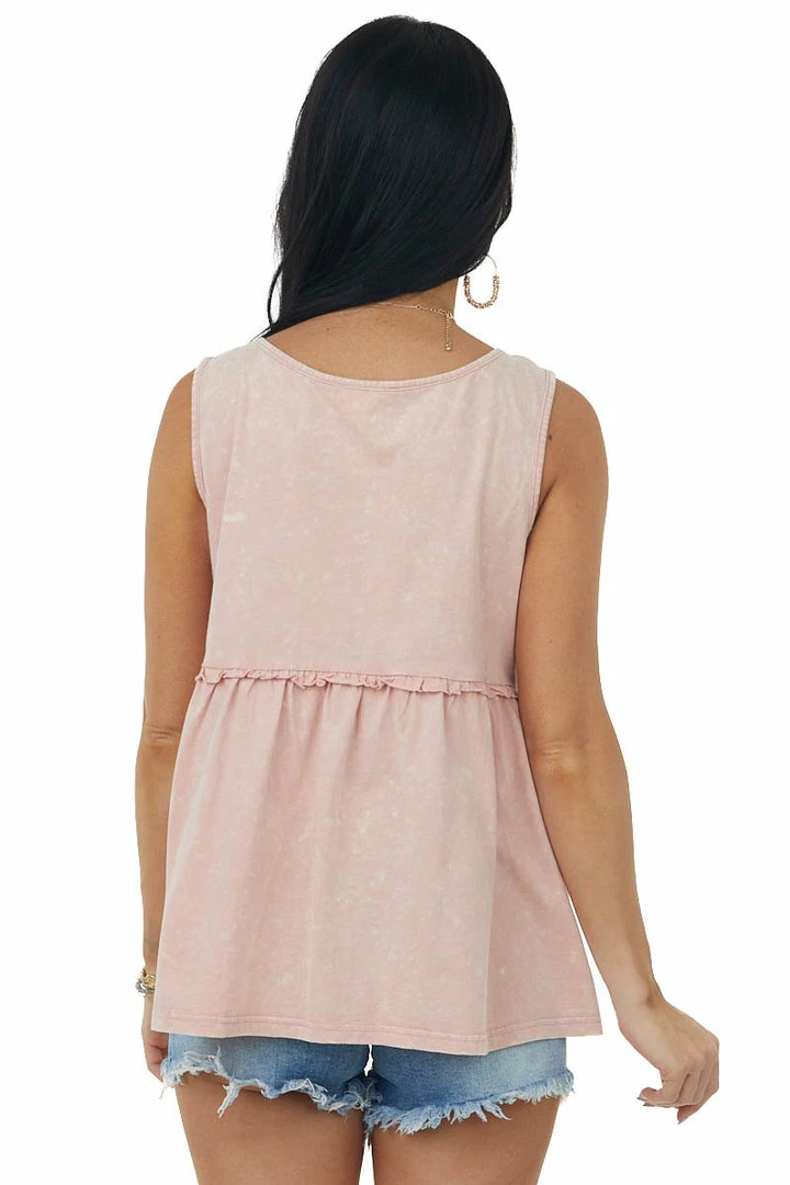 BiBi Dusty Blush Mineral Wash V Neck Knit Tank Top 7 BiBi Dusty Blush Mineral Wash V Neck Knit Tank Top