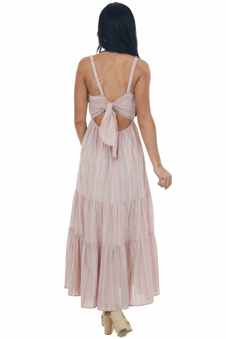 Lush Clothing Dusty Blush Striped Back Tie Tiered Maxi Dress Dresses 7 Lush Clothing Dusty Blush Striped Back Tie Tiered Maxi Dress Dresses