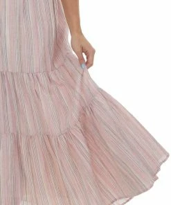 Lush Clothing Dusty Blush Striped Back Tie Tiered Maxi Dress Dresses 13 Lush Clothing Dusty Blush Striped Back Tie Tiered Maxi Dress Dresses