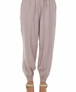 HYFVE Dusty Blush Textured Woven Drawstring Joggers Bottoms