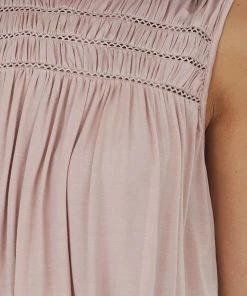 Allie Rose Tops Dusty Blush Textured Yoke Swing Knit Tank Top