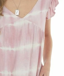 BiBi Dresses Dusty Blush Tie Dye Babydoll Short Dress