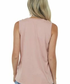 Vanilla Bay Dusty Blush 'Desert Vibes' Graphic Knit Tank Top Tops