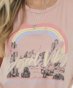 Vanilla Bay Dusty Blush 'Desert Vibes' Graphic Knit Tank Top Tops