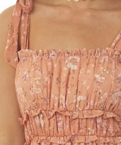 Lush Clothing Dusty Coral Floral Print Ruched Swiss Dot Dress 13 Lush Clothing Dusty Coral Floral Print Ruched Swiss Dot Dress