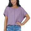 IWT Brands Dusty Lavender Short Sleeve High Low Knit Top Tops 1 IWT Brands Dusty Lavender Short Sleeve High Low Knit Top Tops