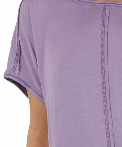 IWT Brands Dusty Lavender Short Sleeve High Low Knit Top Tops