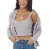 Allie Rose Tops Dusty Mauve Sleeveless Crop Top And Cardigan Set