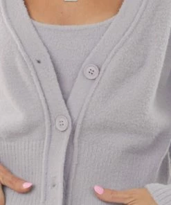 Allie Rose Tops Dusty Mauve Sleeveless Crop Top And Cardigan Set