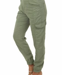 KanCan Bottoms Dusty Olive High Rise Lightweight Cargo Pants