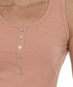 Vanilla Bay Tops Dusty Peach Sleeveless Ribbed Knit Bodysuit 13 Vanilla Bay Tops Dusty Peach Sleeveless Ribbed Knit Bodysuit