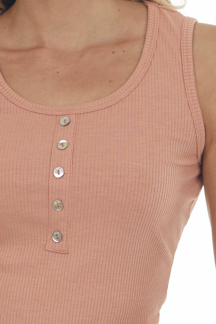 Vanilla Bay Tops Dusty Peach Sleeveless Ribbed Knit Bodysuit 8 Vanilla Bay Tops Dusty Peach Sleeveless Ribbed Knit Bodysuit