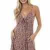 Haptics Dresses Dusty Rose Ditsy Floral Sleeveless Tie Front Dress
