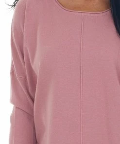 Trend Notes Dusty Rose Drop Shoulder Super Soft Knit Top Tops