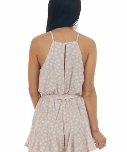 She + Sky Dusty Rose Floral Print Halter Neck Romper 12 She + Sky Dusty Rose Floral Print Halter Neck Romper