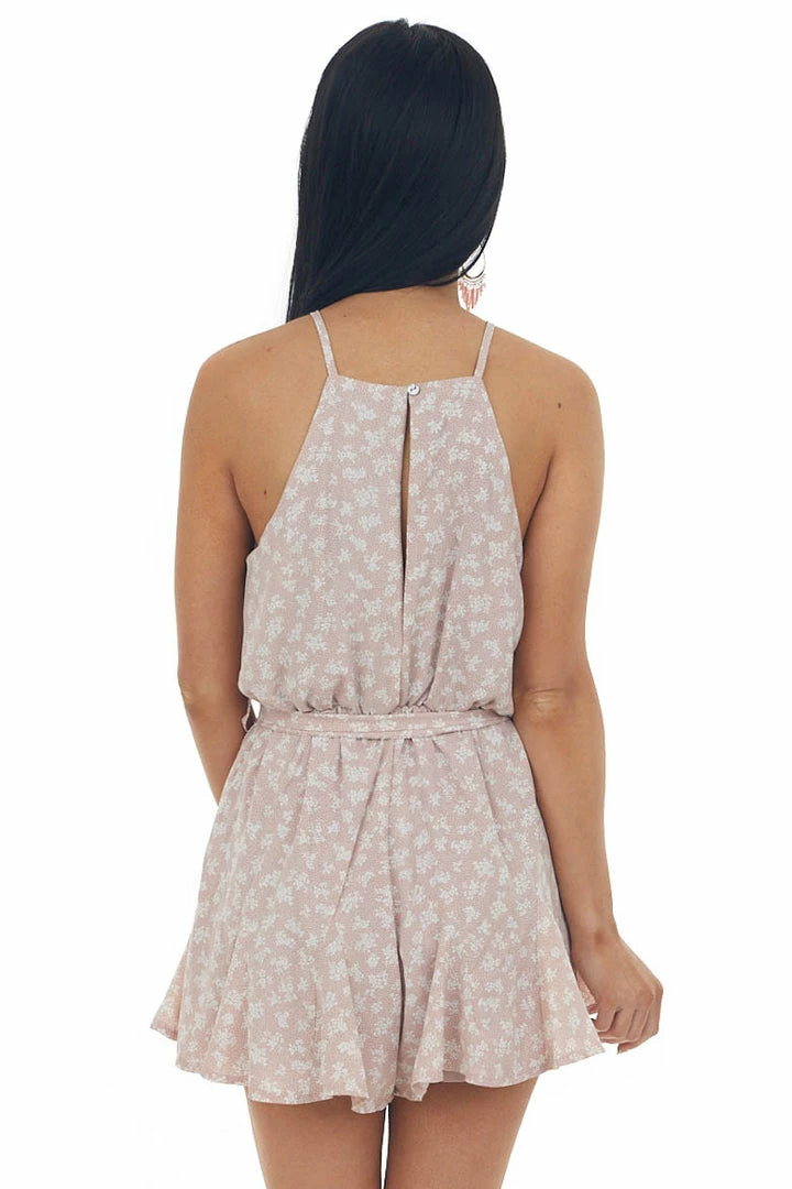 She + Sky Dusty Rose Floral Print Halter Neck Romper 7 She + Sky Dusty Rose Floral Print Halter Neck Romper