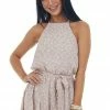 She + Sky Dusty Rose Floral Print Halter Neck Romper