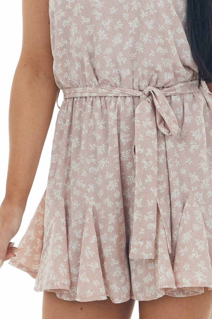 She + Sky Dusty Rose Floral Print Halter Neck Romper 8 She + Sky Dusty Rose Floral Print Halter Neck Romper