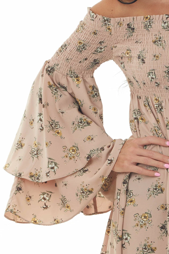 Lime Lush Dusty Rose Floral Print Off The Shoulder Mini Dress 8 Lime Lush Dusty Rose Floral Print Off The Shoulder Mini Dress