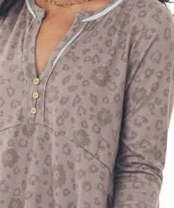 Peach Love Dusty Rose Floral And Leopard Print Ruffle Babydoll Dress