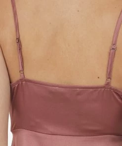 Doe & Rae Dusty Rose V Neck Babydoll Satin Tank Top Tops 13 Doe & Rae Dusty Rose V Neck Babydoll Satin Tank Top Tops