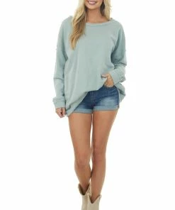 Wishlist Dusty Sage Oversized Long Sleeve Sweatshirt With Pockets
