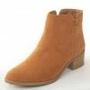 East Lion Corp. Dusty Copper Faux Suede Stacked Heel Booties Shoes