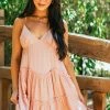 She + Sky Dusty Rose Sleeveless Tiered Babydoll Short Dress