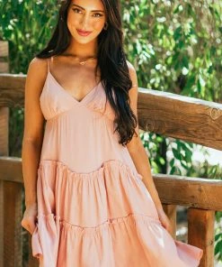 She + Sky Dusty Rose Sleeveless Tiered Babydoll Short Dress