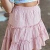 HYFVE Bottoms Dusty Blush Eyelet Lace Tiered Short Skirt
