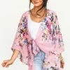 Umgee Tops Dusty Blush Floral Print Chiffon Woven Kimono 2 Umgee Tops Dusty Blush Floral Print Chiffon Woven Kimono