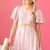 Jodifl Dusty Rose Gingham Smocked Woven Short Dress Dresses 1 Jodifl Dusty Rose Gingham Smocked Woven Short Dress Dresses