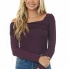 143 Story Eggplant Off Shoulder Overlay Detail Bodysuit Tops 2 143 Story Eggplant Off Shoulder Overlay Detail Bodysuit Tops