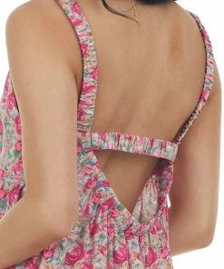 Hailey & Co Dresses Faded Magenta Floral Sleeveless Tiered Maxi Dress