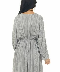 143 Story Faded Slate Printed Dolman Sleeve Short Dress